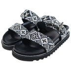 Louis Vuitton Paseo Line Since Jacquard Flat Sandals Shoes Black — view 2