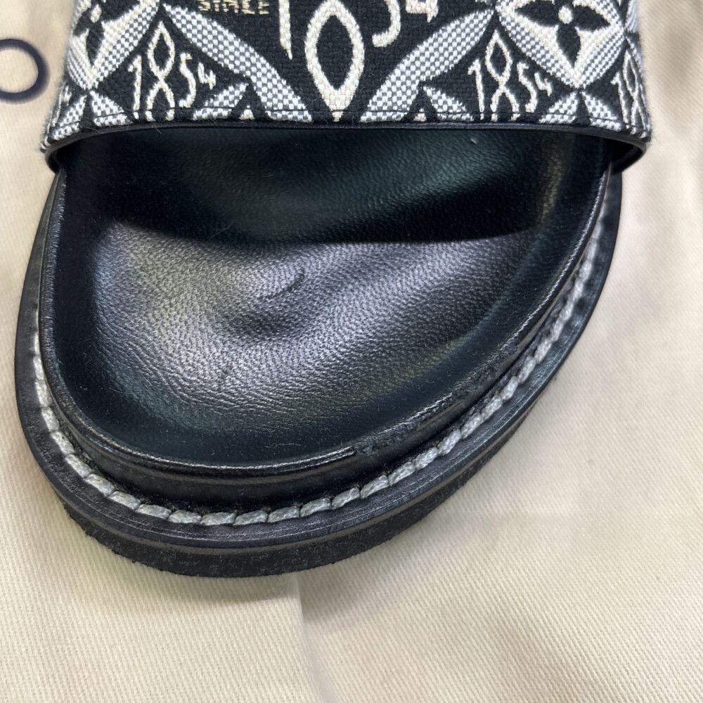 Louis Vuitton Paseo Line Since Jacquard Flat Sandals Shoes Black — view 6