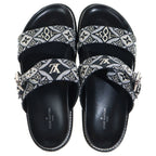Louis Vuitton Paseo Line Since Jacquard Flat Sandals Shoes Black — view 4