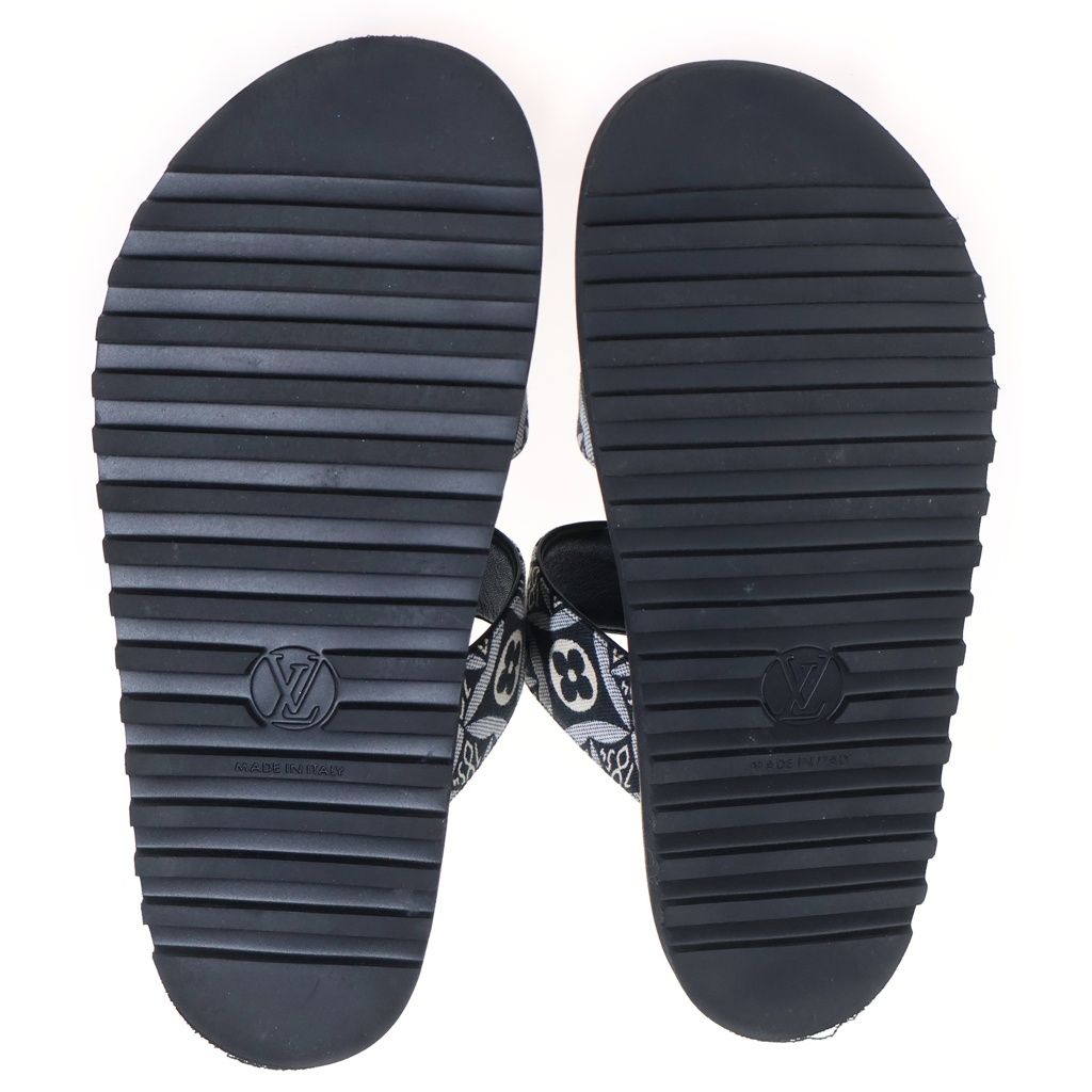 Louis Vuitton Paseo Line Since Jacquard Flat Sandals Shoes Black — view 5