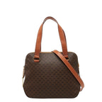 Celine Macadam 2-Way Shoulder Bag Brown Leather