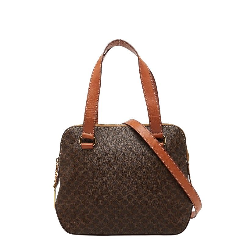 Celine Macadam 2-Way Shoulder Bag Brown Leather