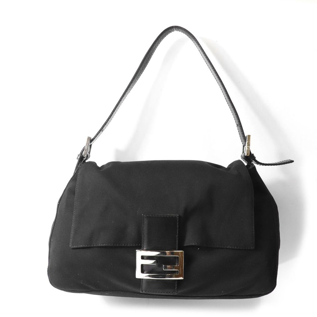 Fendi Mamma Bucket 093 Shoulder Bag Cotton Jersey Black