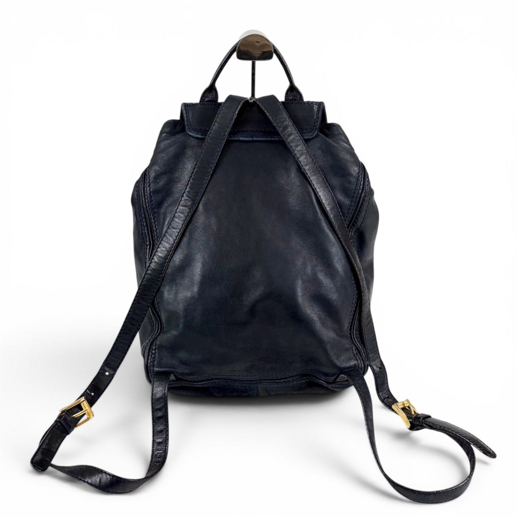 Bottega Veneta Drawstring Backpack Intrecciato Leather Navy — view 2