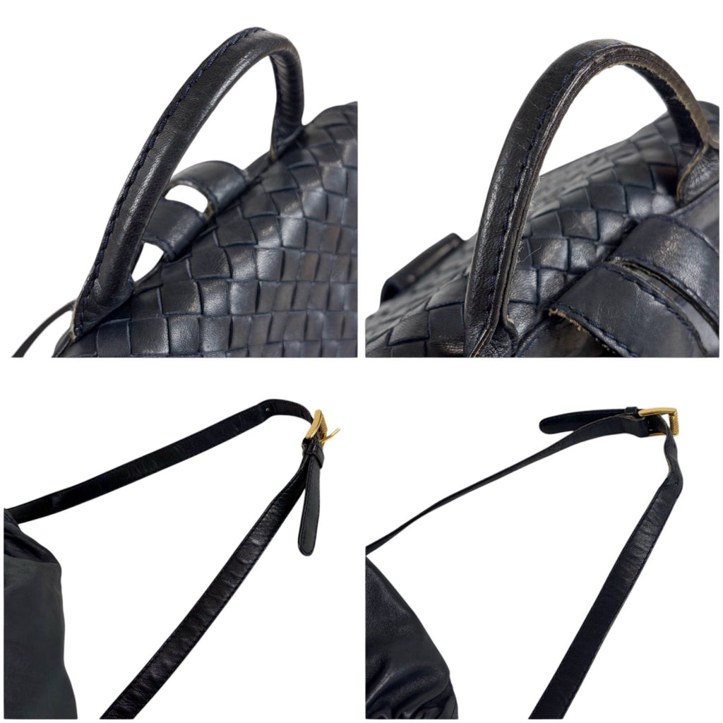 Bottega Veneta Drawstring Backpack Intrecciato Leather Navy — view 7