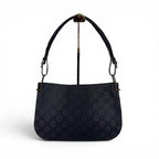 Gucci GG Canvas Shoulder Bag Hobo Nylon Black