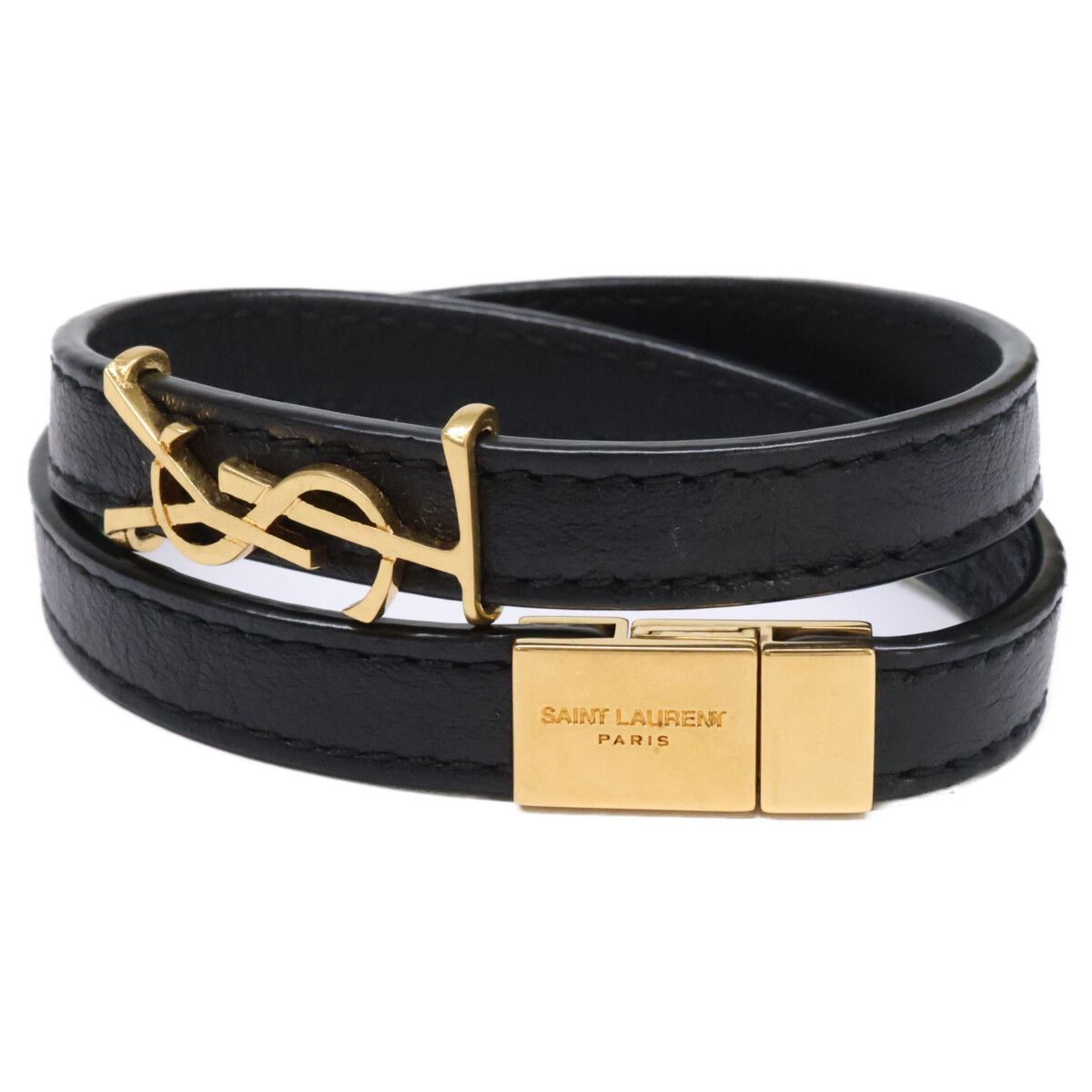 Saint Laurent Opium Leather &metal Double Wrap Bracelet