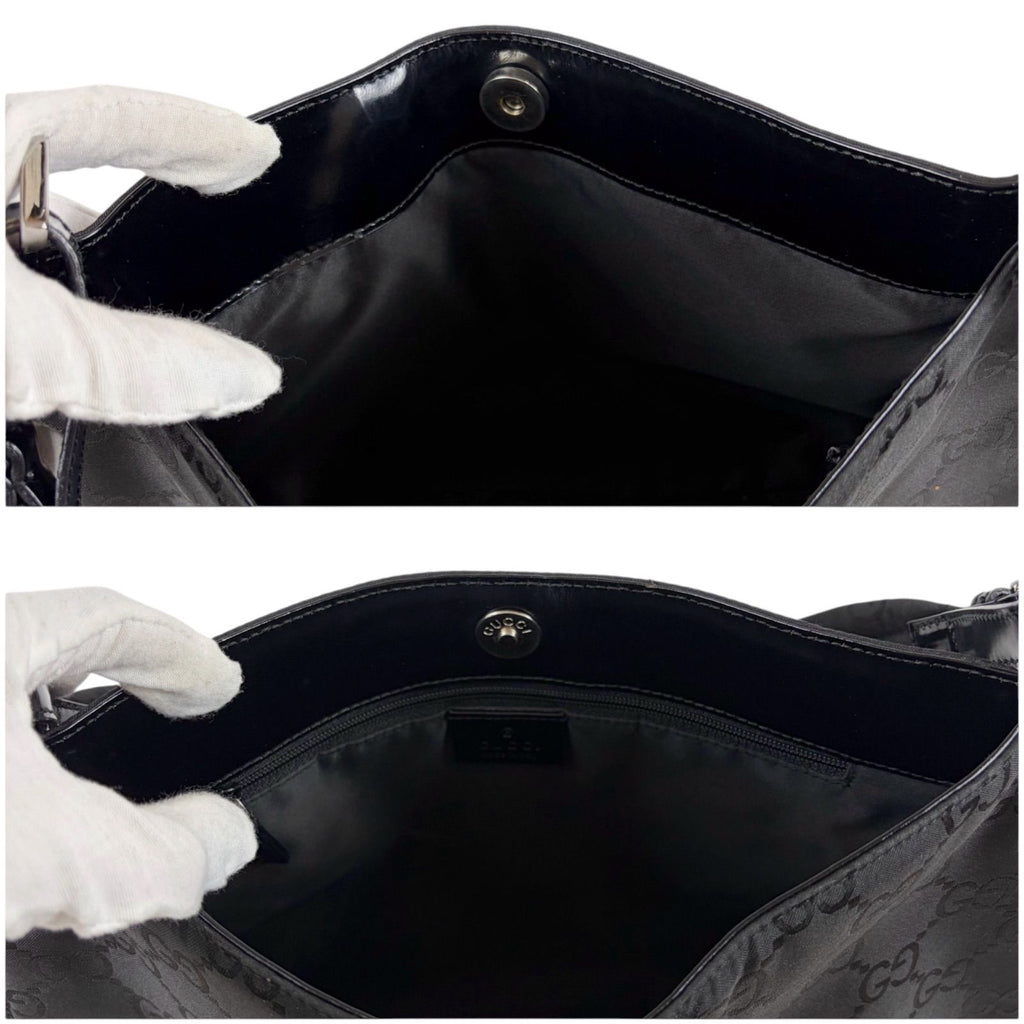 Gucci GG Canvas Shoulder Bag Hobo Nylon Black — view 7