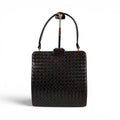 Bottega Veneta Top Handle Bag Intrecciato Leather Brown Vintage