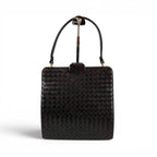 Bottega Veneta Top Handle Bag Intrecciato Leather Brown Vintage