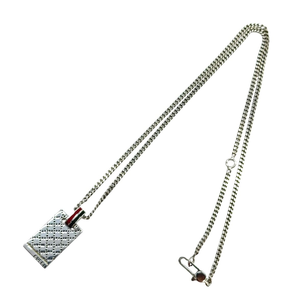 Gucci Diamante Plate Tag 925 Sterling Silver Enamel Pendant