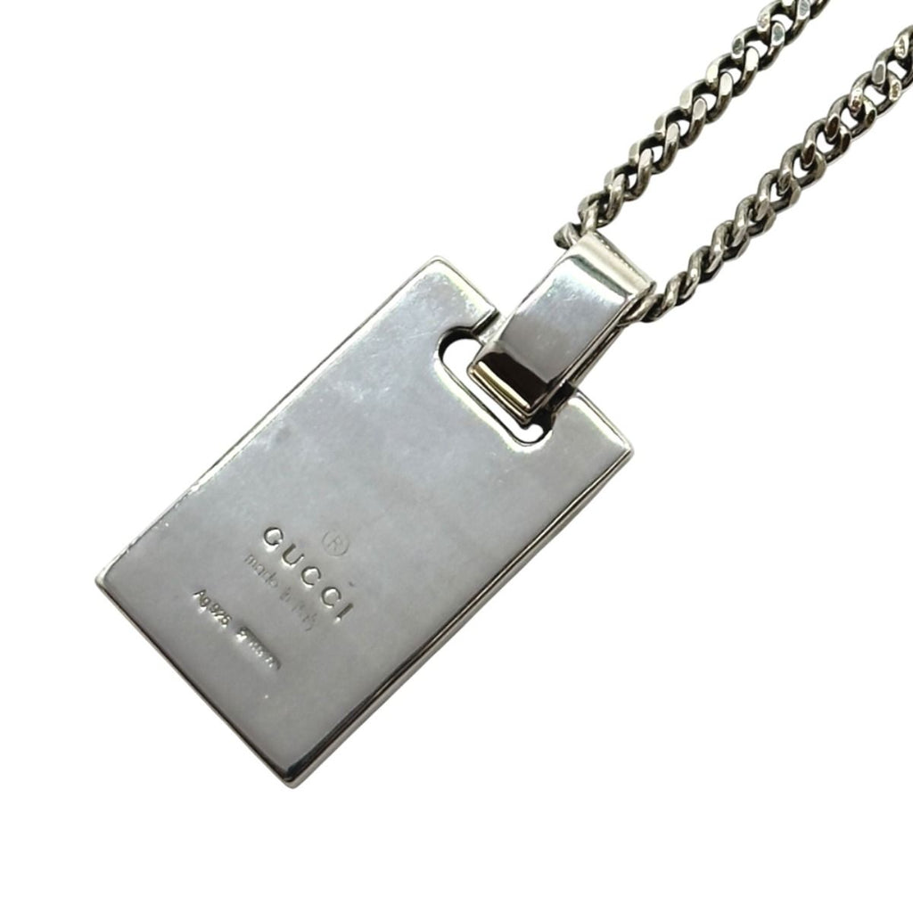 Gucci Diamante Plate Tag 925 Sterling Silver Enamel Pendant — view 2