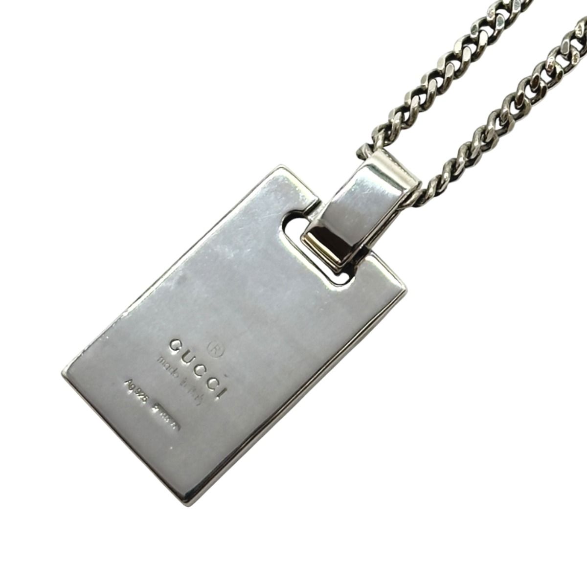 Gucci Diamante Plate Tag 925 Sterling Silver Enamel Pendant — view 2
