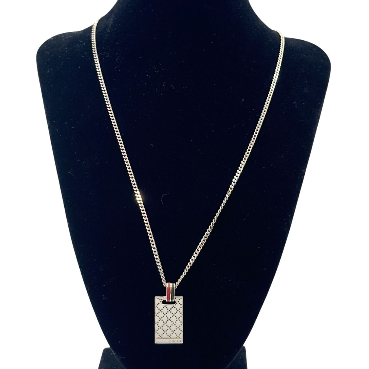 Gucci Diamante Plate Tag 925 Sterling Silver Enamel Pendant — view 4
