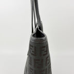 Fendi Zucca Pattern FF Logo Tote Canvas Leather Black Silver Vintage — view 9