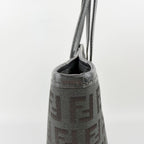 Fendi Zucca Pattern FF Logo Tote Canvas Leather Black Silver Vintage — view 8