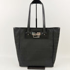 Fendi Zucca Pattern FF Logo Tote Canvas Leather Black Silver Vintage — view 4
