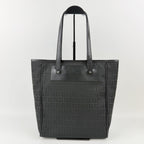 Fendi Zucca Pattern FF Logo Tote Canvas Leather Black Silver Vintage — view 5