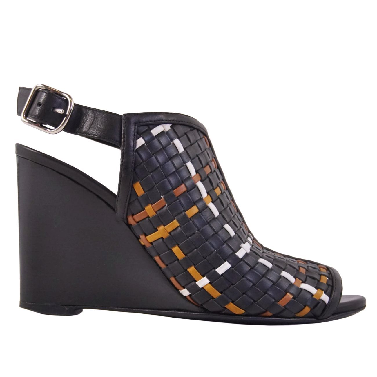 Hermes Sandals Braided Wedge Sole Leather Shoe — view 6