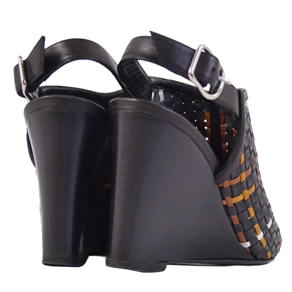 Hermes Sandals Braided Wedge Sole Leather Shoe — view 5