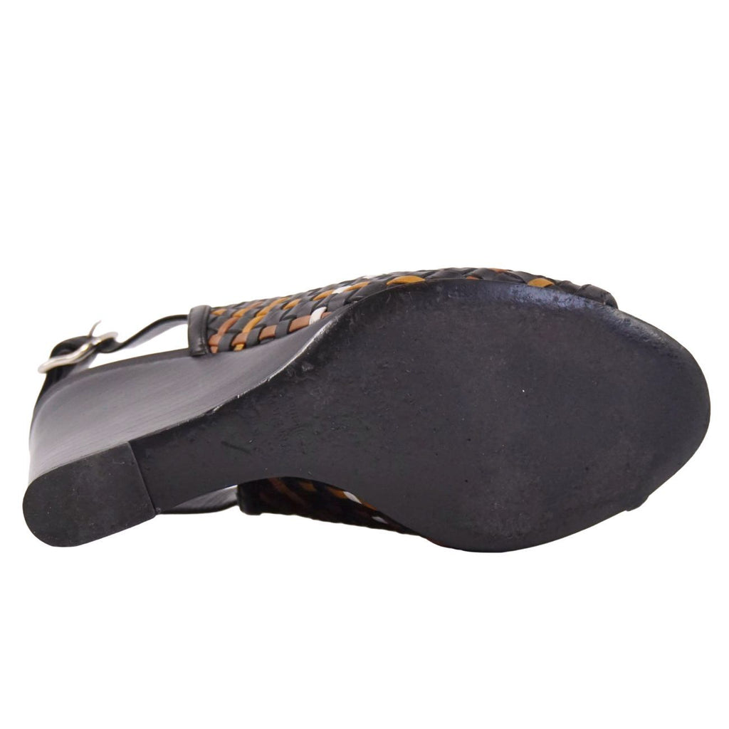 Hermes Sandals Braided Wedge Sole Leather Shoe — view 8