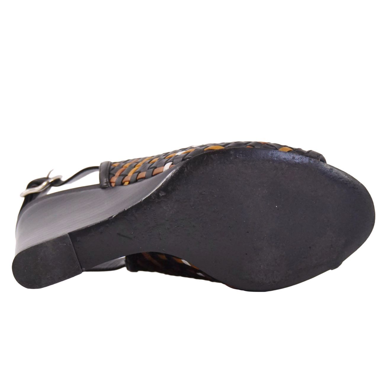 Hermes Sandals Braided Wedge Sole Leather Shoe — view 8