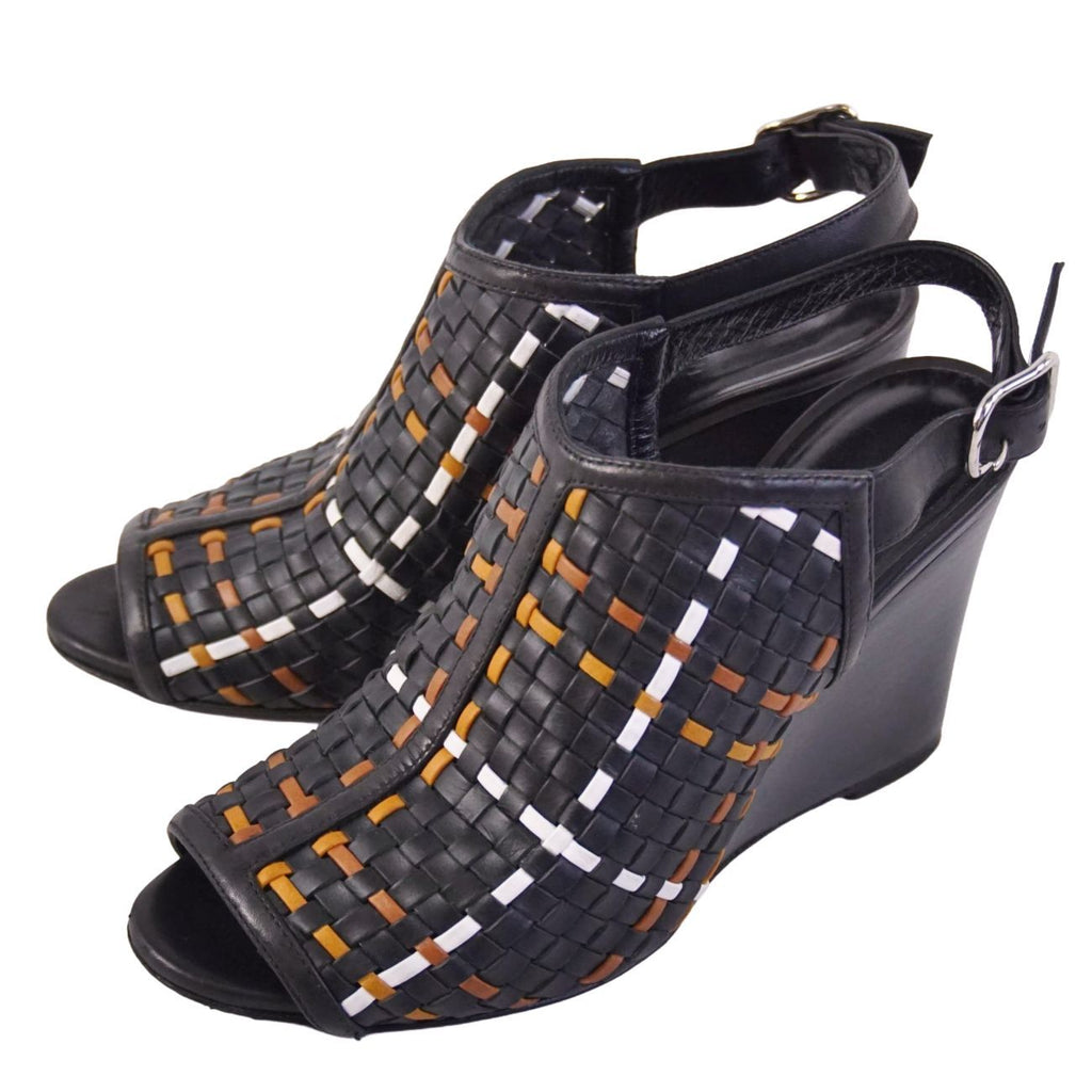 Hermes Sandals Braided Wedge Sole Leather Shoe — view 2