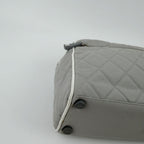 Chanel Sports Line CC Logo Quilted Boston Bag Nylon Leather Gray White Silver — view 8