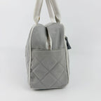 Chanel Sports Line CC Logo Quilted Boston Bag Nylon Leather Gray White Silver — view 5
