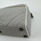 Chanel Sports Line CC Logo Quilted Boston Bag Nylon Leather Gray White Silver — view 7