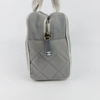 Chanel Sports Line CC Logo Quilted Boston Bag Nylon Leather Gray White Silver — view 4