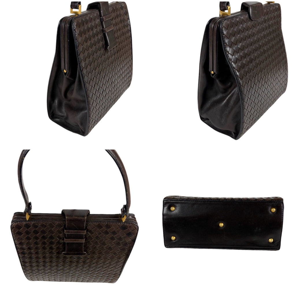 Bottega Veneta Top Handle Bag Intrecciato Leather Brown Vintage — view 3