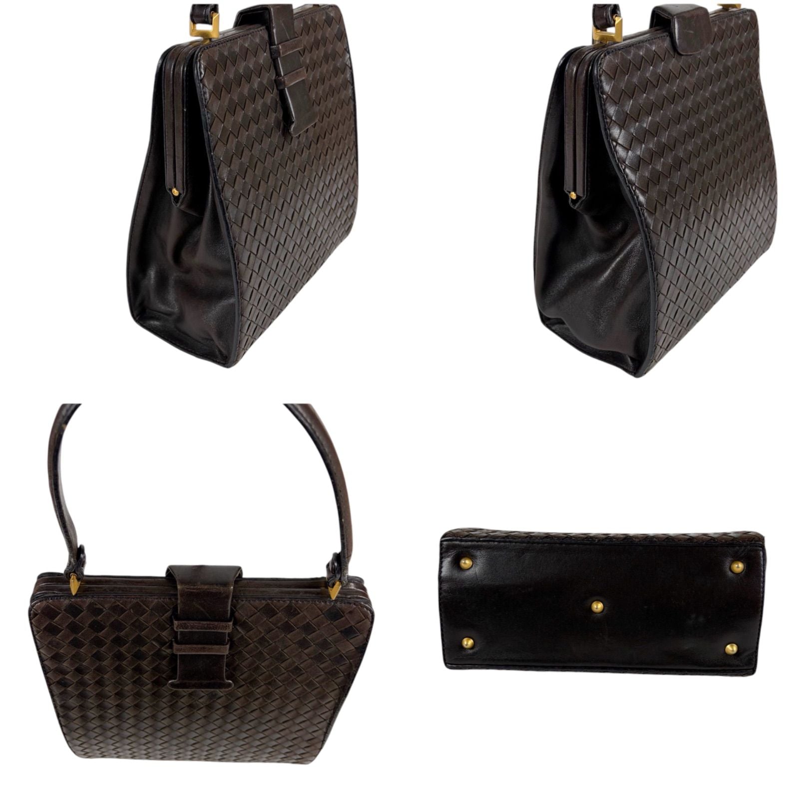 Bottega Veneta Top Handle Bag Intrecciato Leather Brown Vintage — view 3