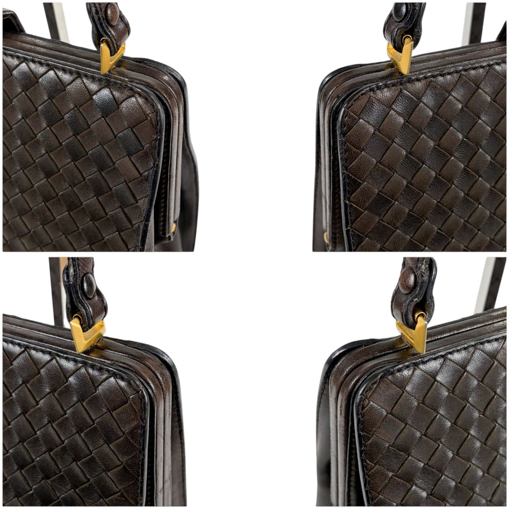 Bottega Veneta Top Handle Bag Intrecciato Leather Brown Vintage — view 4