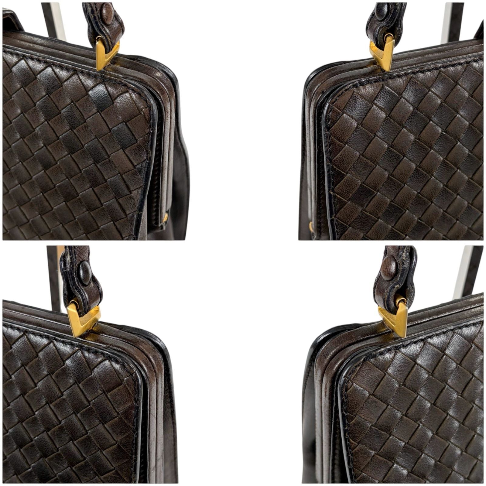 Bottega Veneta Top Handle Bag Intrecciato Leather Brown Vintage — view 4