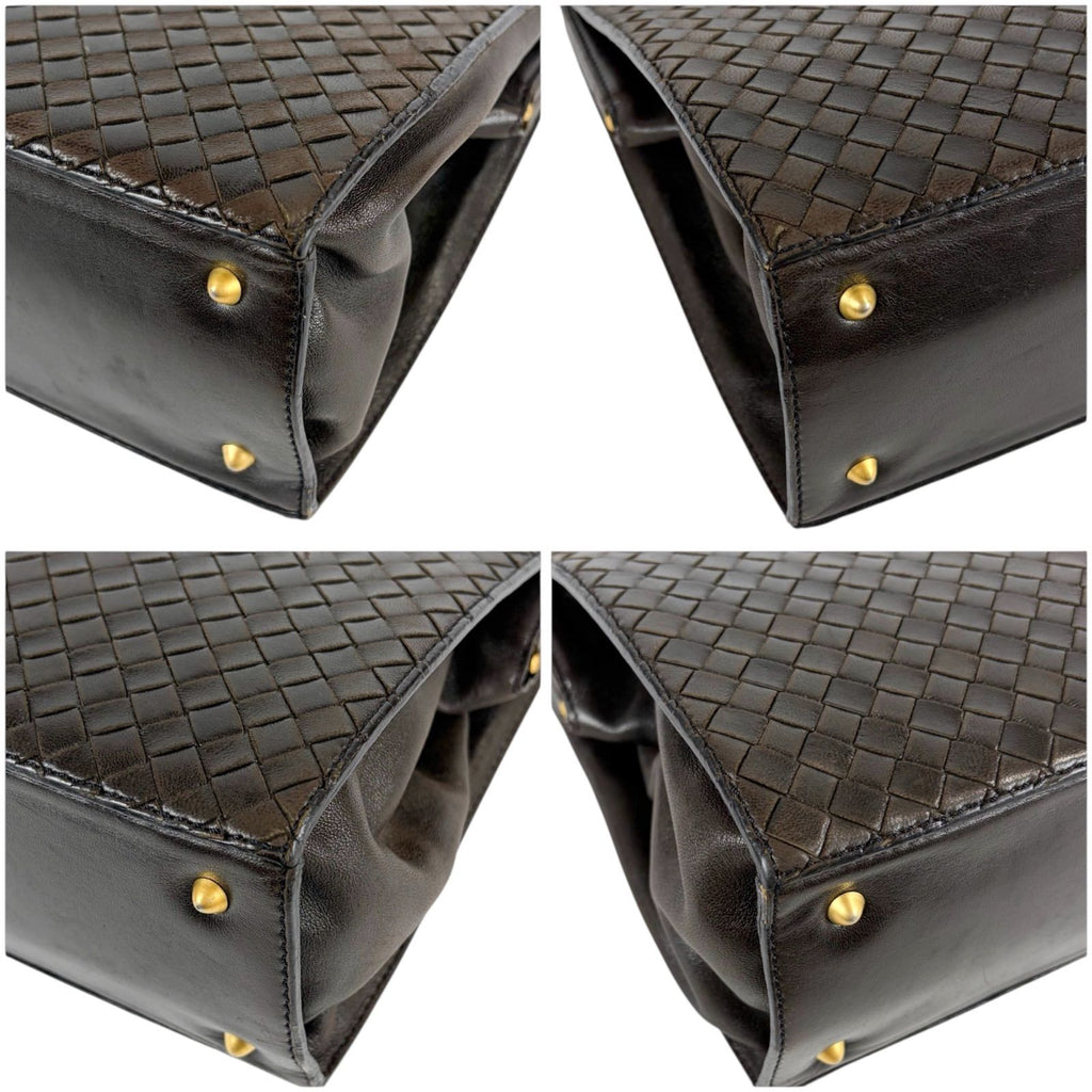 Bottega Veneta Top Handle Bag Intrecciato Leather Brown Vintage — view 5