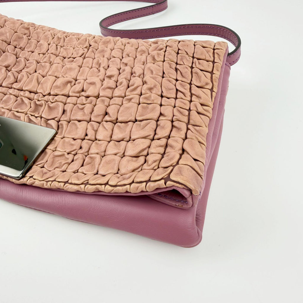 Celine Triomphe Flap Shoulder Bag Leather Pink Beige Silver Vintage — view 9