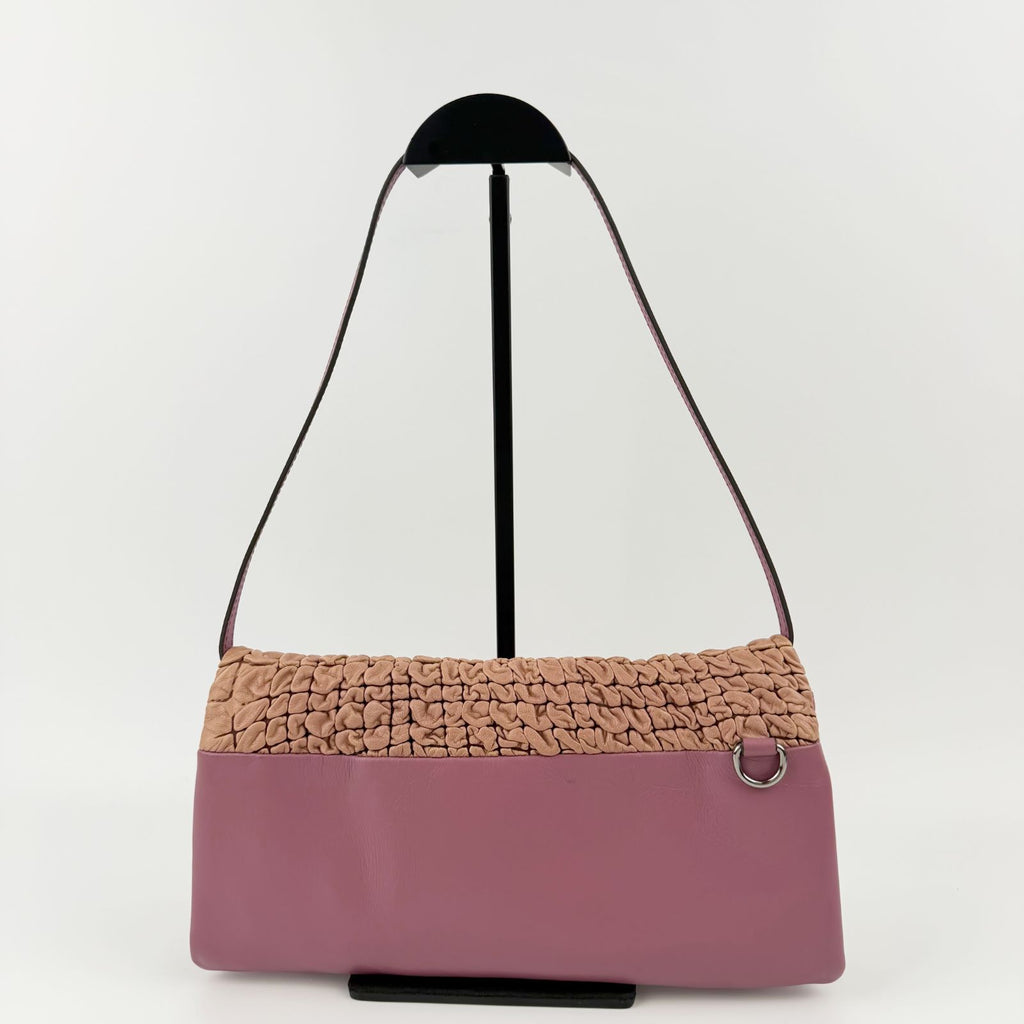 Celine Triomphe Flap Shoulder Bag Leather Pink Beige Silver Vintage — view 4
