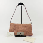 Celine Triomphe Flap Shoulder Bag Leather Pink Beige Silver Vintage