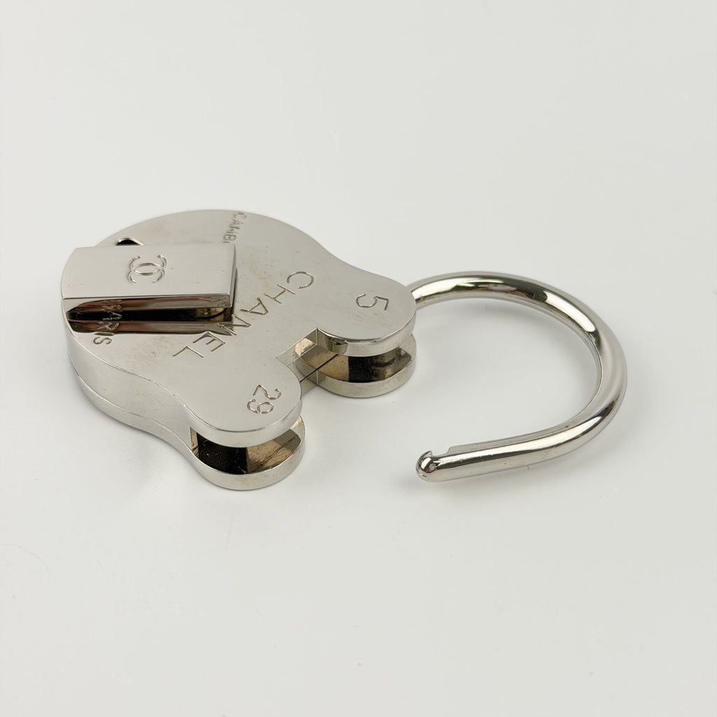 Chanel Padlock Bag Charm Key Ring Plated Silver Vintage — view 4