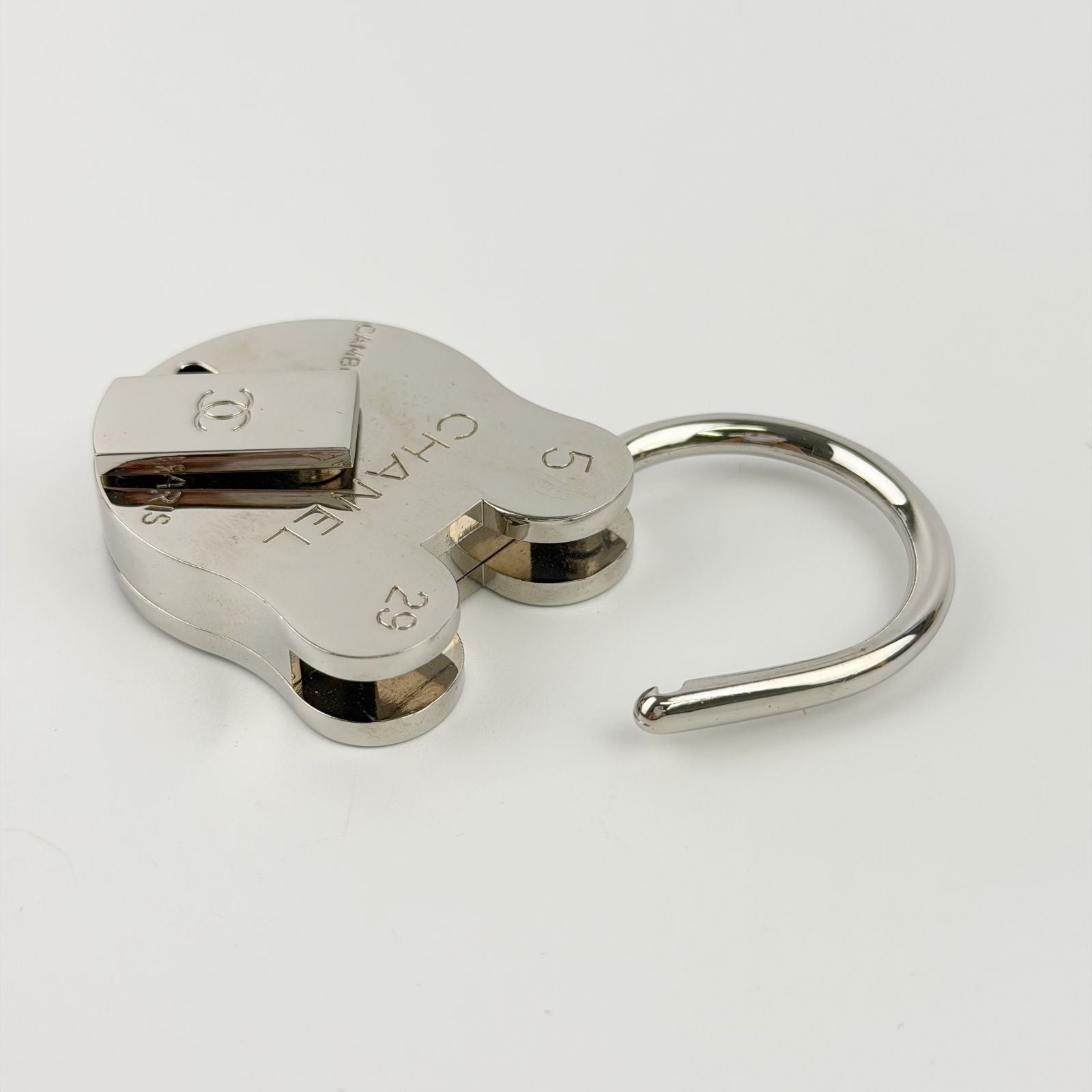 Chanel Padlock Bag Charm Key Ring Plated Silver Vintage — view 4