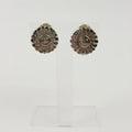 Chanel CC Logo Flower Motif Earrings Plated Silver Vintage