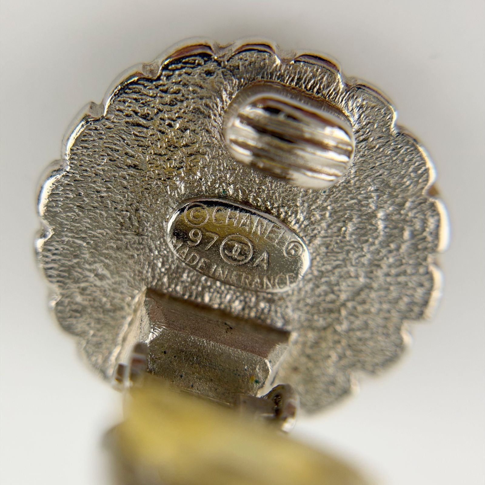 Chanel CC Logo Flower Motif Earrings Plated Silver Vintage — view 5