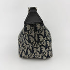 Dior Trotter Oblique Pattern Handbag Canvas Leather Black Beige Vintage — view 5