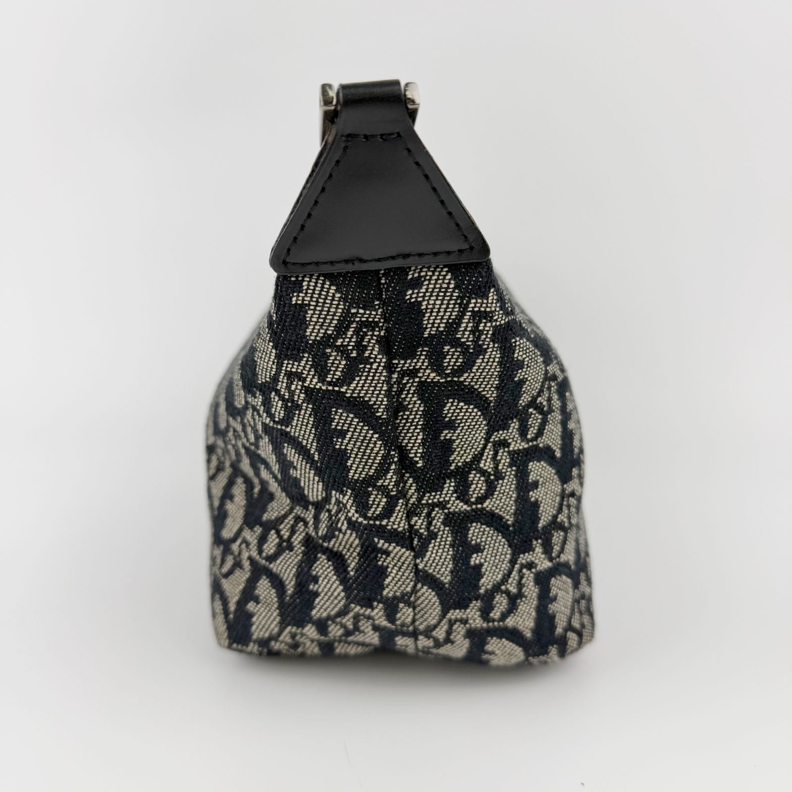 Dior Trotter Oblique Pattern Handbag Canvas Leather Black Beige Vintage — view 5