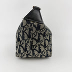 Dior Trotter Oblique Pattern Handbag Canvas Leather Black Beige Vintage — view 4