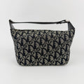 Dior Trotter Oblique Pattern Handbag Canvas Leather Black Beige Vintage