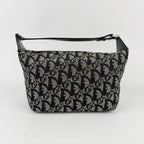 Dior Trotter Oblique Pattern Handbag Canvas Leather Black Beige Vintage