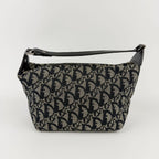 Dior Trotter Oblique Pattern Handbag Canvas Leather Black Beige Vintage — view 2