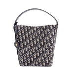 Dior Star Bucket Bag Small Calf Cotton Fabric Navy Gold
